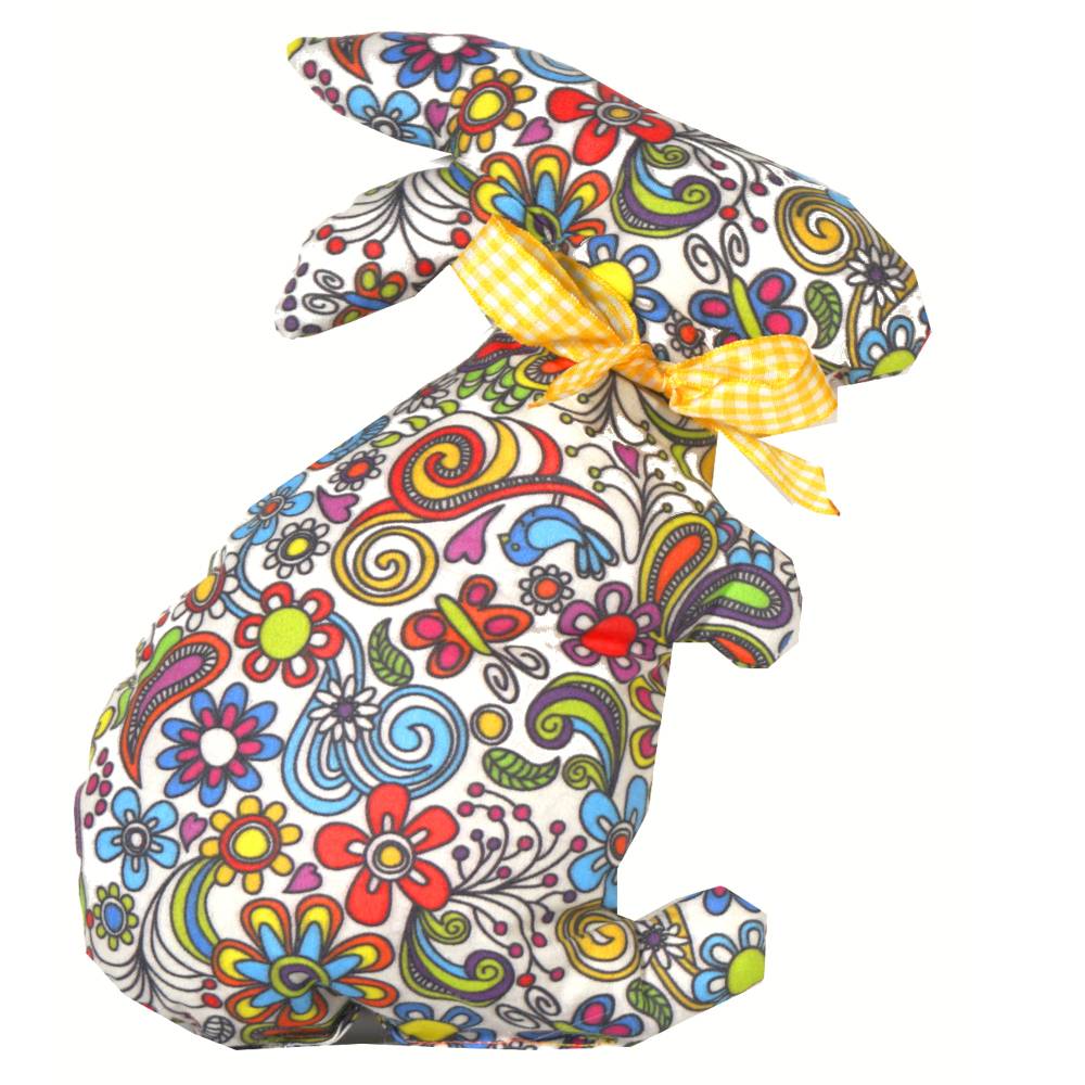 Osterhasen Stoffhasen 2er Set – Bunte Deko Hasen aus Baumwollstoff, Handarbeit Bild 2