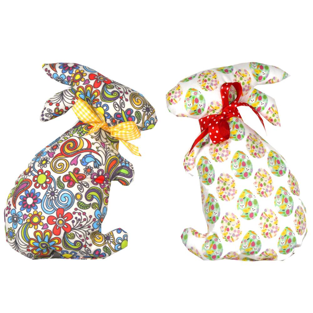 Osterhasen Stoffhasen 2er Set – Bunte Deko Hasen aus Baumwollstoff, Handarbeit Bild 5