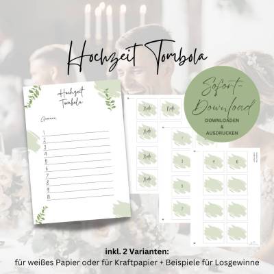Hochzeit Spiel Tombola mit Losen zum selbst ausdrucken & beschriften | DIY | digitale Datei
