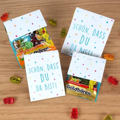 SOFORT DOWNLOAD - bunte Punkte - Schön, dass du da bist! Gummibären Tischdeko