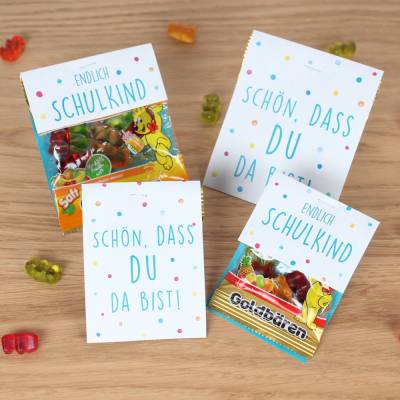 SOFORT DOWNLOAD - Endlich Schulkind Abschiedsgeschenk Kita Kindergarten Schulkind Erzieher Gummibären Tischdeko