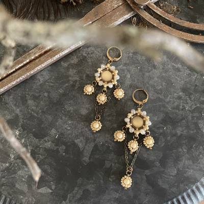 Floraler Ohrschmuck im Boho Vintage Stil – Handgefertigte Ohrhänger aus Miyuki Perlen & Glasschliffperlen