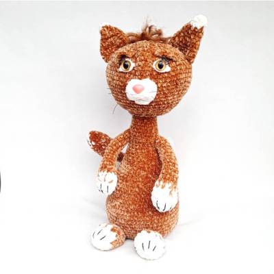 Türstopper Zugluftstopper Katze Kater Cat Amigurumi Deko Handarbeit Skulptur aus Chenille Einweihung