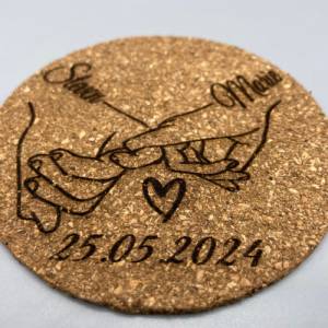 Personalisierte Untersetzer für Hochzeit aus Kork