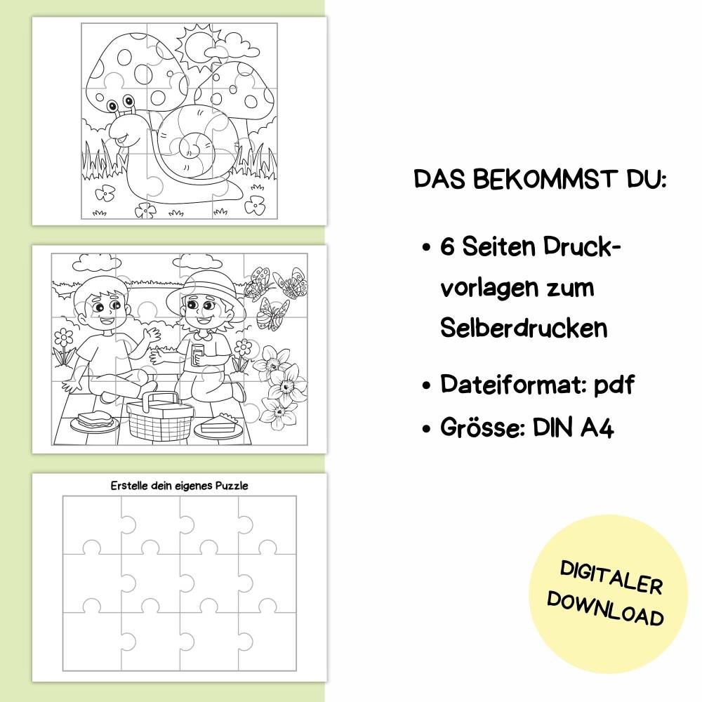 Bastelvorlage Puzzle für Kinder - Druckvorlage - Bastelideen zum