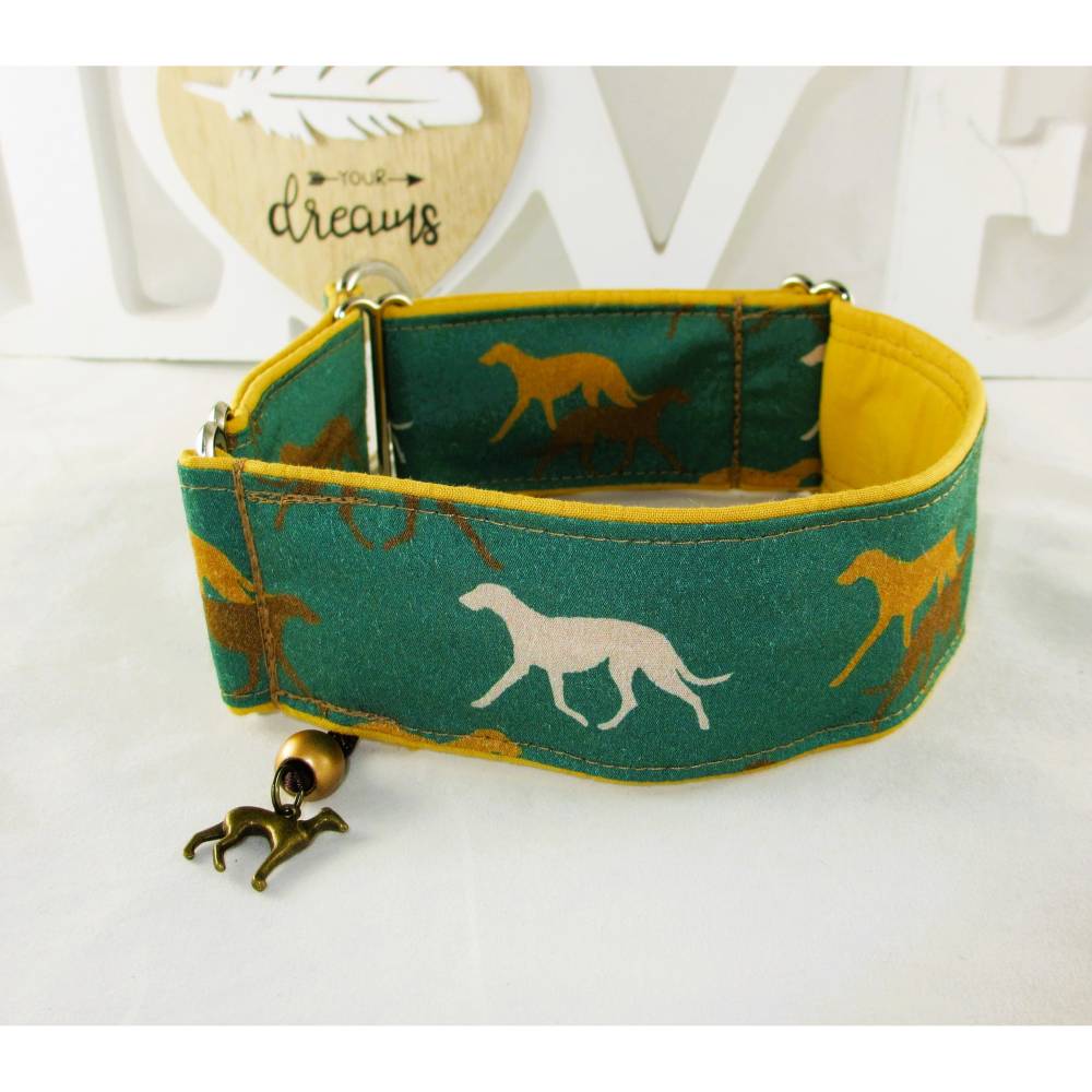 Hundehalsband "Windhunde" breites Windhundhalsband Martingale Halsband Hund  verstellbar mit Zugstopp