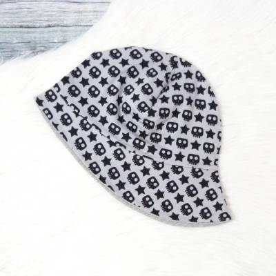 Sonnenhut mit Nackenschutz KU 50-54 Totenkopf-Motiv