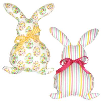 Osterhasen Stoffhasen 2er Set Bunt – Handgemachte Deko Hasen aus Baumwollstoff