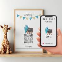 Geldgeschenk Schulanfang | Digitales QrCode Sparbuch | Motiv Schultüte