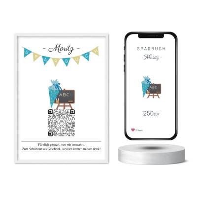 Geldgeschenk Schulanfang | Digitales QrCode Sparbuch | Motiv Schultüte