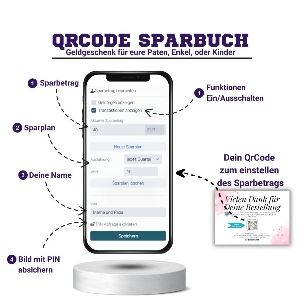 Geldgeschenk Schulanfang | Digitales QrCode Sparbuch | Motiv Schultüte Bild 4