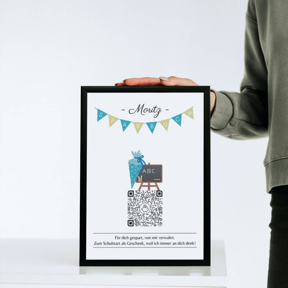 Geldgeschenk Schulanfang | Digitales QrCode Sparbuch | Motiv Schultüte Bild 7