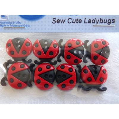 Dress it up Knöpfe  Marienkäfer   (1 Pck.)    Sew Cute Ladybugs