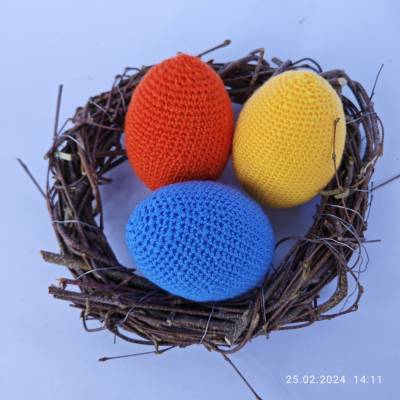  3 große umhäkelte Ostereier