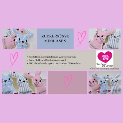 Personalisiertes Kuscheltier Hase Minihase Häschen Osterhase auf Wunsch mit Namen Plüschtier 