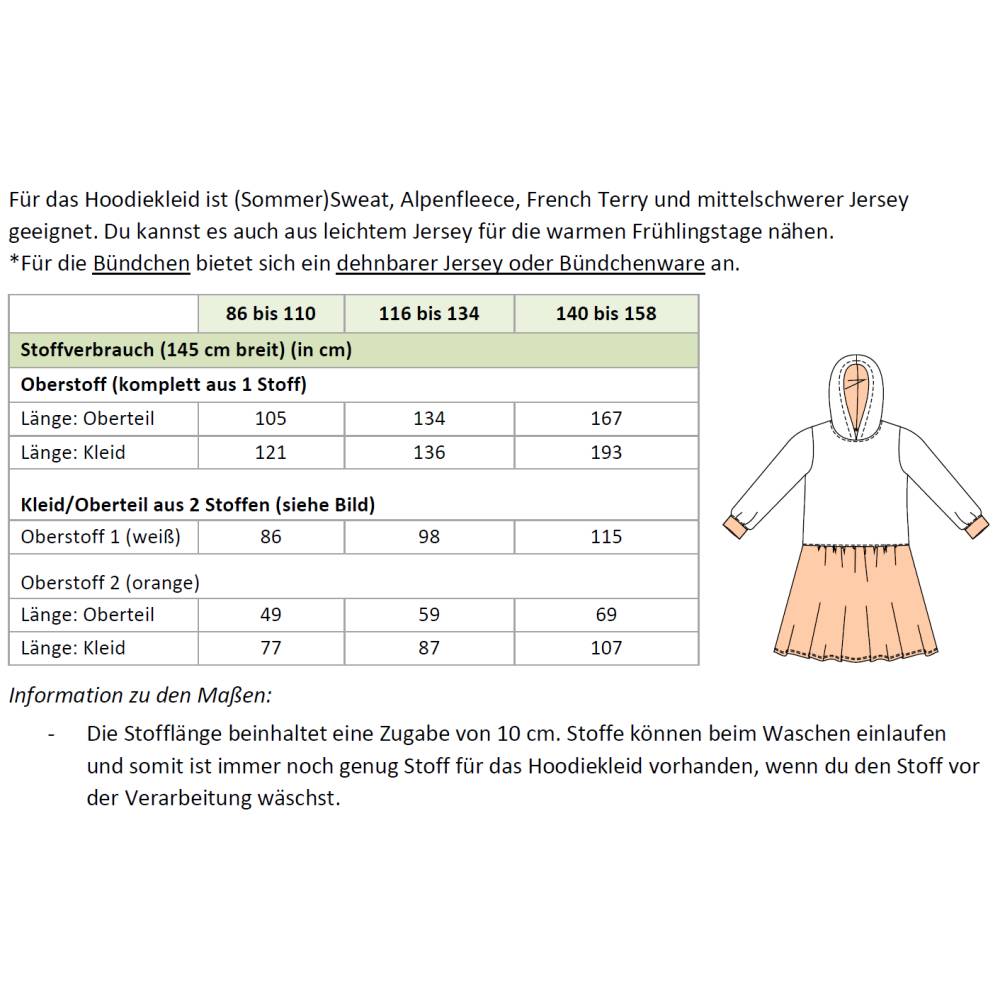 Ebook & Schnittmuster 'Olivia' – Hoodiekleid mit gekräuseltem Saum & Kapuzenvarianten, PDF-Anleitung auf Deutsch Bild 10