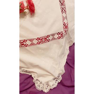 TRUE VINTAGE ShabbyChic,  1x Kissenbezug Paradekissen mit traumhafter Stickerei und Spitzeinsatz Landhaus