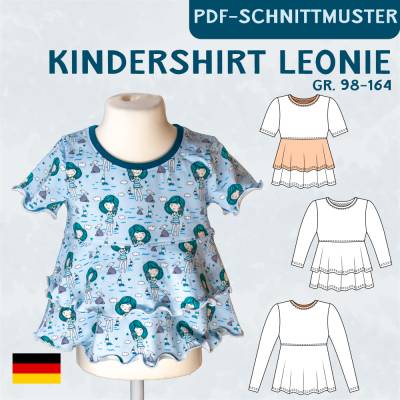 Ebook & Schnittmuster Jerseyshirt 'Leonie' mit Empire-Teilung, Rundhals & 3 Ärmellängen – PDF zum Download