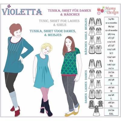 "VIOLETTA" Tunika Shirt Schnittmuster  E-Book von Mamu-Design