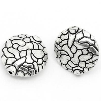 5 Stück / Metallperlen / 16 mm / antik-silber / P1-0636