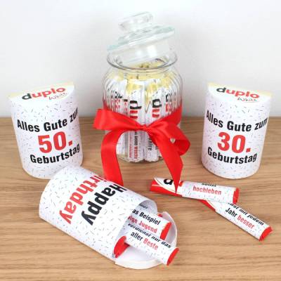SOFORT DOWNLOAD - Duplo Banderolen 50 Geburtstag Geschenk Last Minute DIY
