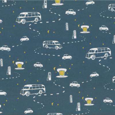 Westfalenstoffe Junge Linie petrol Retro Bus 100% Baumwolle Webware Druckstoff 