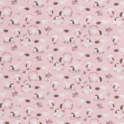 Jersey Stoff Baumwolle rosa Hase Igel Öko Tex