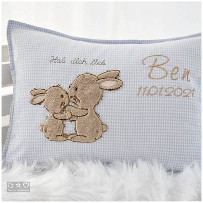 Namens-/Kuschelkissen 30cmx40cm Hasenpäarchen, personalisierbar