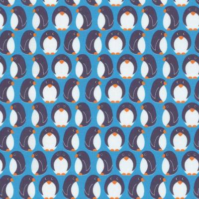 Westfalenstoffe Junge Linie Pinguine auf blau Baumwolle Webware Druckstoff