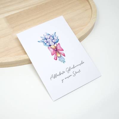 Glückwunschkarte Hochzeit mit Spruch | mit Umschlag | Floral Blumenstrauß