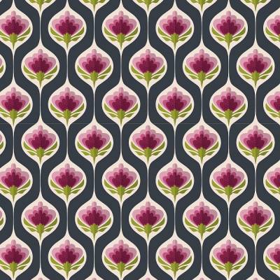 Notizheftchen Umschlossene Blumen, 10 Notizhefte DIN A6 blanko, Paperback mit Softcover und floralem 60er Muster
