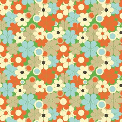Notizheftchen Retro-Pop Blumen, 10 Notizheft DIN A6 blanko, Paperback mit Softcover und graphischen Blüten