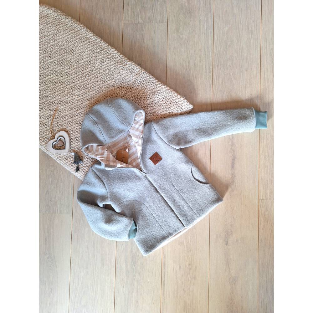 Walkjacke, Jacke aus Wollwalk mit Eingrifftaschen, Gr. 116, hellmint Bild 1