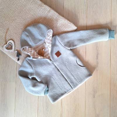 Walkjacke, Jacke aus Wollwalk mit Eingrifftaschen, Gr. 116, hellmint