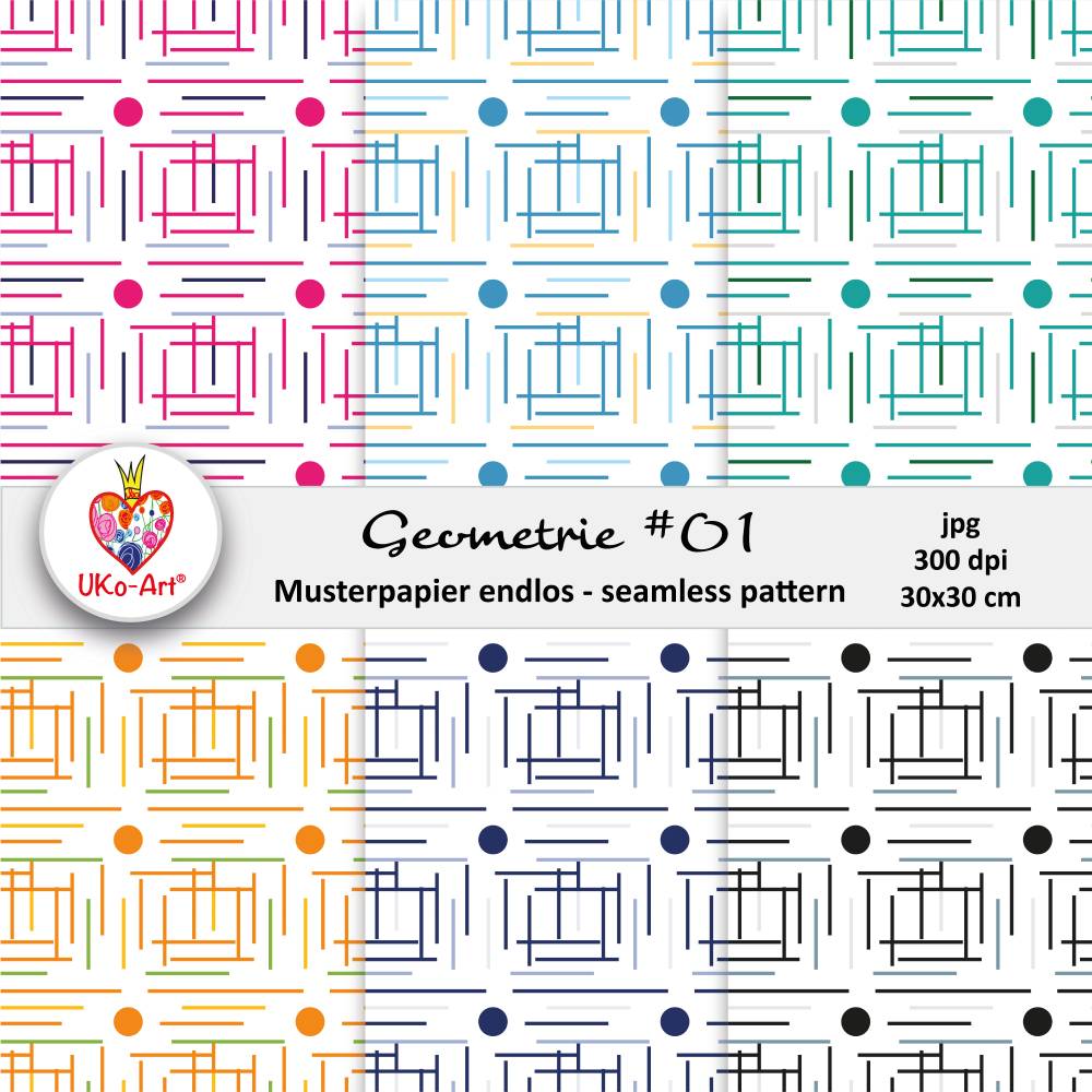 Endlosmuster Geometrie #01, Nahtlosmuster Scrapbooking, Papier zum Ausdrucken, Bastelpapier, Motivpapiere Bild 1