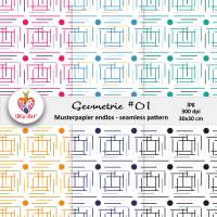Endlosmuster Geometrie #01, Nahtlosmuster Scrapbooking, Papier zum Ausdrucken, Bastelpapier, Motivpapiere