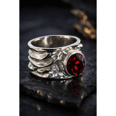Goldschmiede Silberring "pressed with stone" Ring Silber Swarovski, Statementring