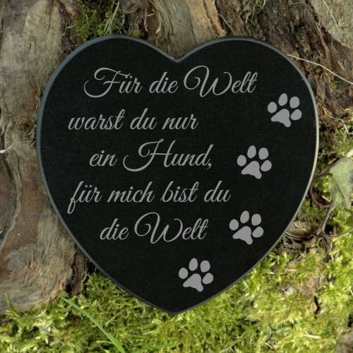 Gedenkstein Grabschmuck Hund Marmor Gravur Pfoten - edler Grabstein für Hunde
