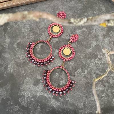 Ohrhänger Charu – Boho Ethno Ohrschmuck handgefertigt in Beerentönen, Orient-Style, indisch