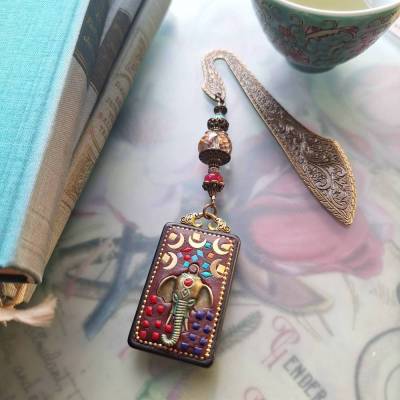 Lesezeichen  Elefant Glücksbringer Bronze Buchzeichen orientalisches Geschenk zum Märchen Buch LZ-AB-5