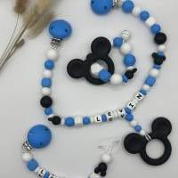 Schnullerketten Set Blau/Weiß