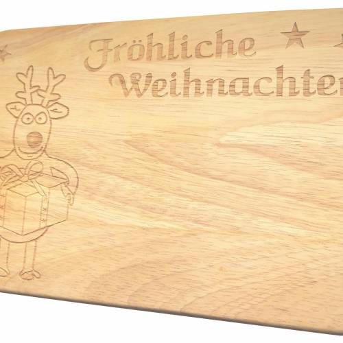 Frühstücksbrett Fröhliche Weihnachten Rentier Brotbrett Holz - niedliche Dekoidee zum Fest