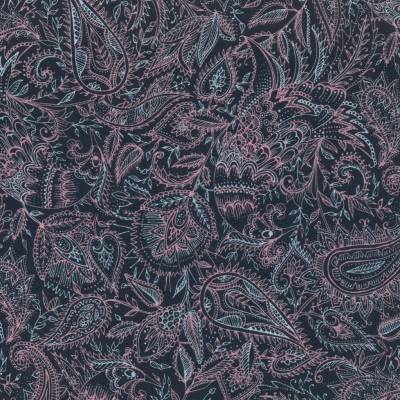 Westfalenstoffe uni Bali blau rosa Paisley 100% Baumwolle 25cm x 25cm  Webware Webstoff