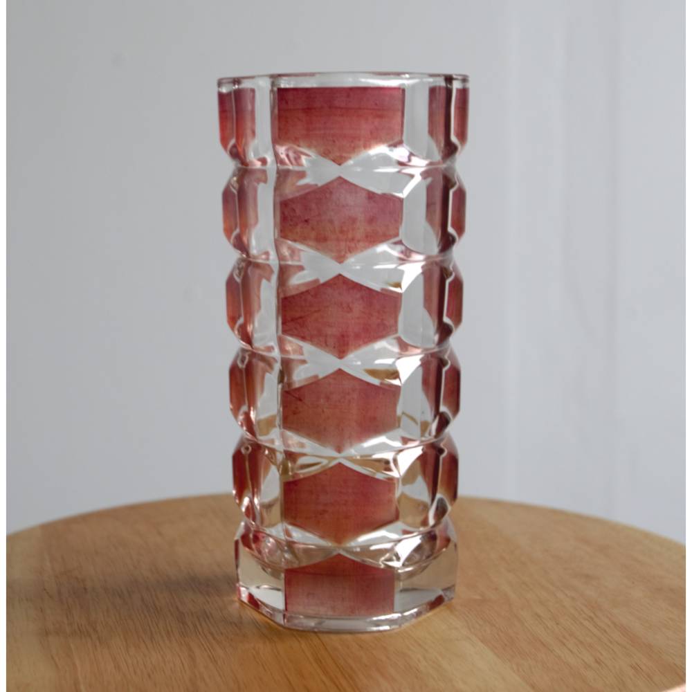 eckige Vintage Vase Bleikristall France