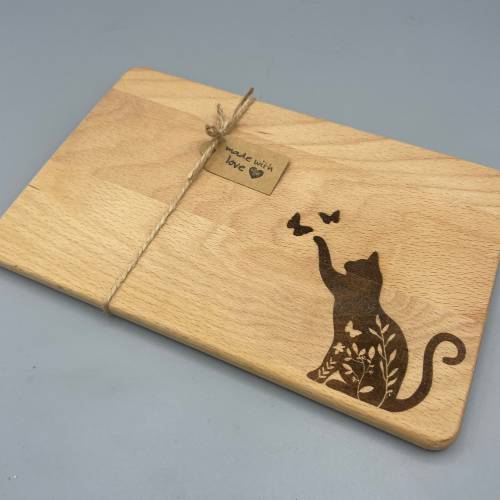 Süßes Frühstücksbrettchen mit Katzenmotiv Brotzeit Katzenliebe personalisierbar