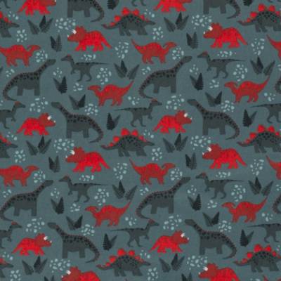 Jersey Stoff Baumwolle Dinos Dinosaurer auf grün  25cm x 150cm Öko Tex