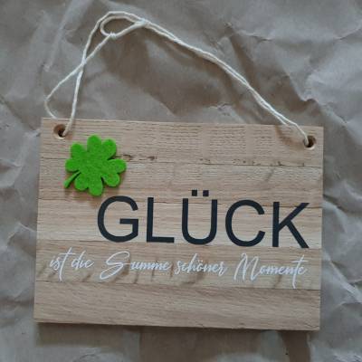 Geschenk zum Einzug/ Türschild Glück, Schild aus Klötzchen/ Familie/ Zuhause/ Deko/ Dezent Minimaldeko/Mit