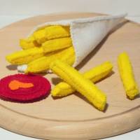 Pommes in der Tüte aus Filz handgenäht für den Kaufladen und Kinderküche, Spielküche, Filz Lebensmittel