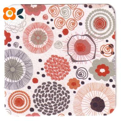 10 Bierdeckel Hippie Scandi Blumenmix, 60er Flower-Power Phantasieblumen