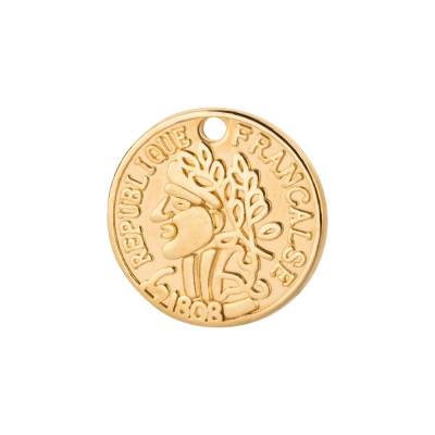 Zamak-Anhänger Münze gold 15mm 24K vergoldet für Armbänder, Ketten, Ohrringe